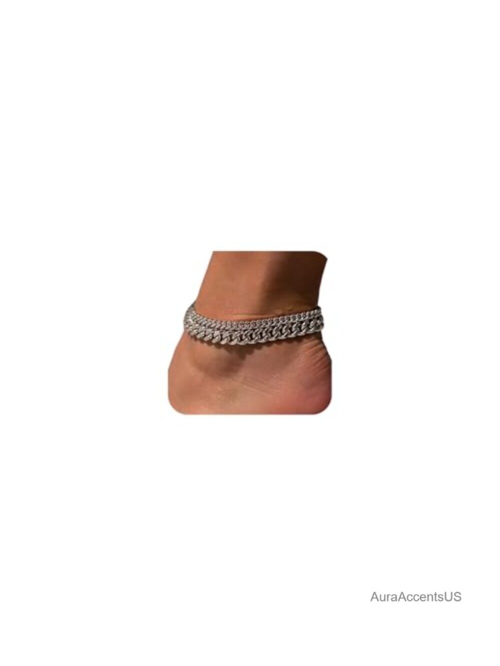 Chunky Waterproof Cuban Anklet Set Adjustable Layered Ankle Bracelet